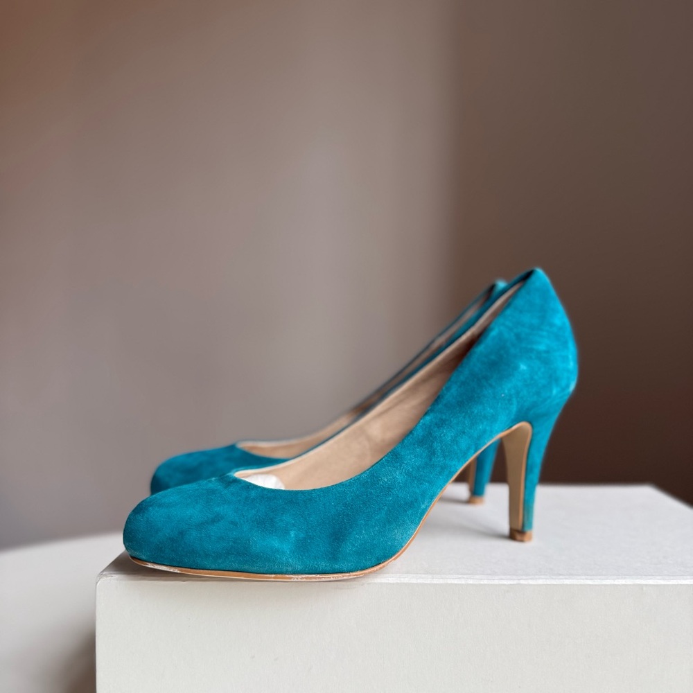 Aldo Teal Blue Suede High Heel Pumps Women’s EU 37 Leather Lined